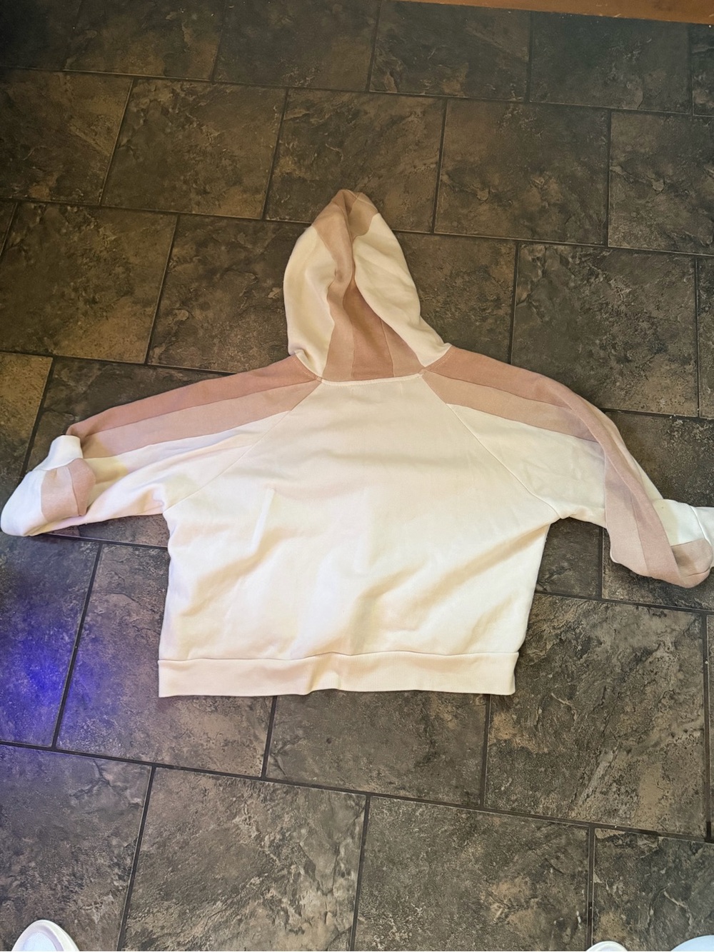 Vintage Havana Cream Hoodie with Tan/Blush Colorblock Panels - Picture 7 of 7